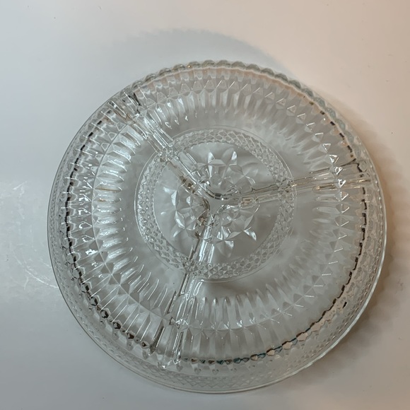 Cristallia Glass Relish Plate 3 Dividers Approximately 10 Inches Used - Picture 2 of 8